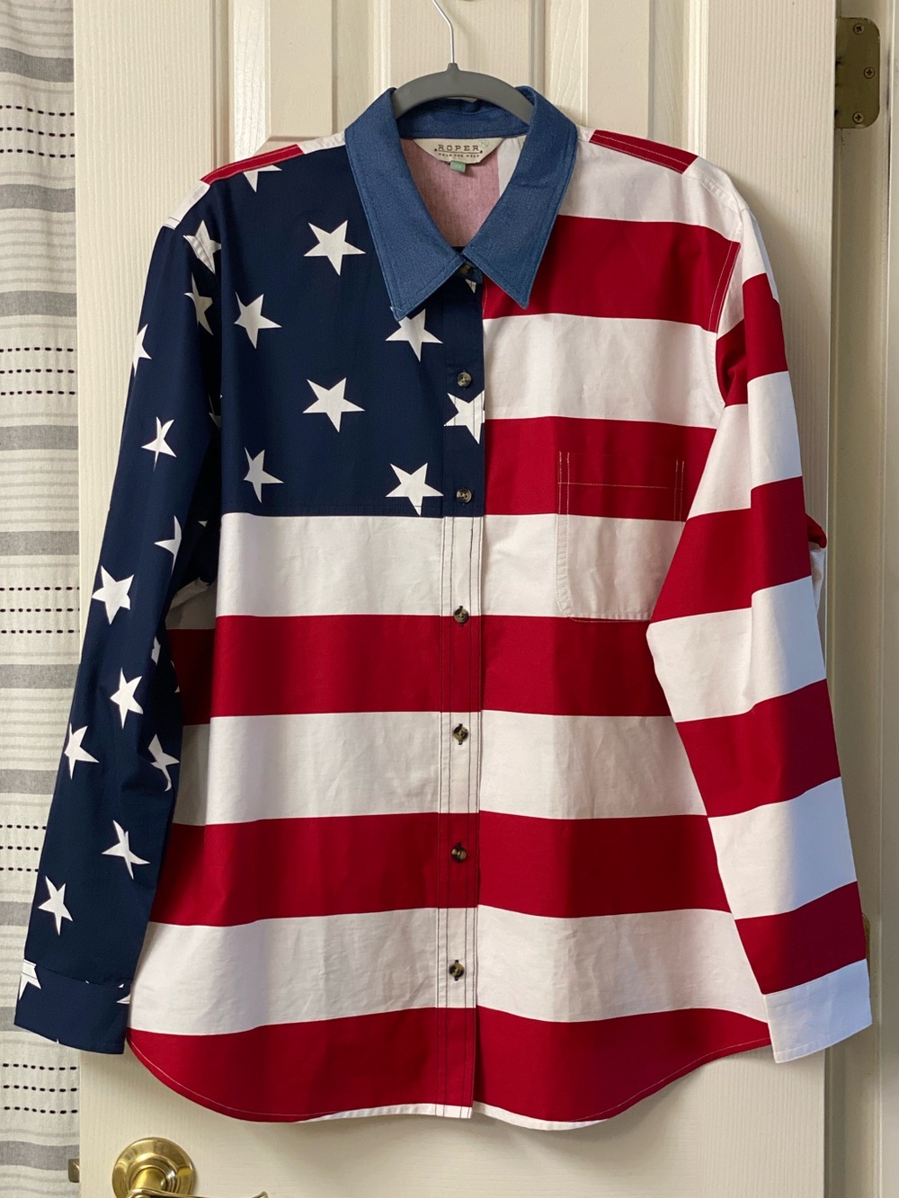 Roper American Flag Button-Up Long Sleeve Shirt Size 3X